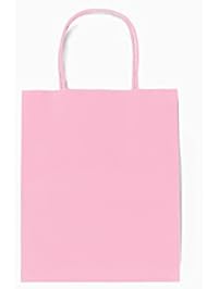 12CT MEDIUM LIGHT PINK BIODEGRADABLE, FOOD SAFE INK & PAPER, PREMIUM QUALITY PAPER (STURDY & THICKER), KRAFT BAG WITH COLORED STURDY HANDLE