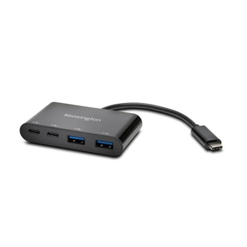 Kensington USB-C 4-Anschluss Hub, UEbertragungsgeschwindigkeit bis zu 5 Gbit/s, Plug and Play Installation, K39124EU