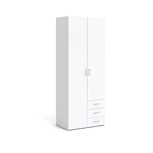 Atlin Designs Modern Wood 3 Drawer and 2 Door Wardrobe/Armoire in White