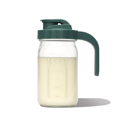 Willow - Glass Breastmilk Pitcher - Dishwasher Safe - 32oz Capacity - Wide Mouth Jar for Easy Transfer & Cleaning - Easy Pour Spout into Bottles or Breast Milk Storage Bags - Breastfeeding Essentials