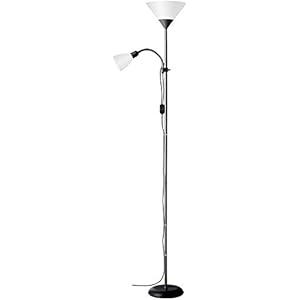 BRILLIANT lamp Spari uplighter leesarm zwart/wit | 1x A60, E27, 60W, geschikt voor standaardlampen (niet inbegrepen) | Schaal A ++ tot E | Met snoerschakelaar