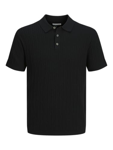 Jjeemil Knit Cable Polo S SN, Nero, M