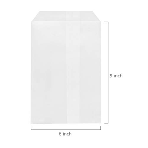 Flat Glassine Waxed Paper Party Favors Bags 6x9 for Cookies Candy Snacks Sandwiches Popcorn Bakery Birthday Christmas Gifts, Pack of 100 by Quotidian (6'' x 9'')