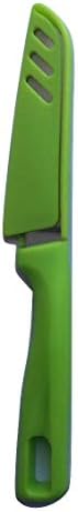 Silver Shark Stainless Steel Knife with Plastic Handle Fruit and Vegetable Knife with Blade Cover 4 Piece Knives Set for Kitchen Meat Fish Vegetables Fruits Cutting Slicing (Color May Vary)