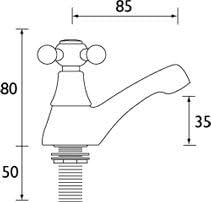 Bristan R 3/4 C Regency Bath Taps - Chrome, Pillar Bath Taps - Image 3