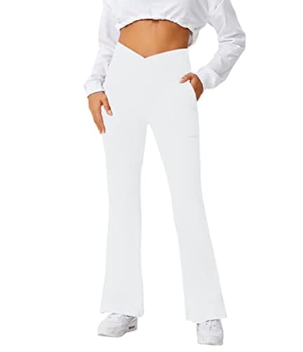 Lilvigor High Waisted Crossover Flare Leggings For Women Tummy Control Bootcut Yoga Pants