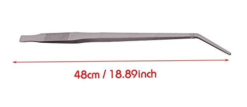 Xelparuc 18.9 Inch Extra Long Stainless Steel Curved Tip Tweezer for Aquarium Fishtank, Reptiles Snakes Lizard, Python