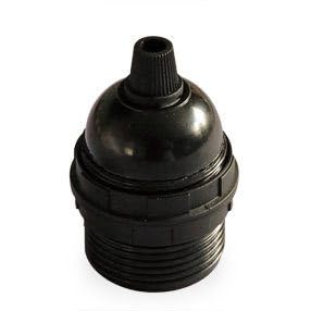 Lampholders E27 Bakelite with Cord grip and Shade Rings (Black)