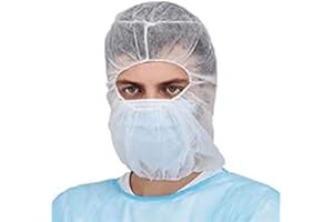 Greenour Case of 1000 Disposable Hood Cap Head Covers Hairnet Beard Cover Hooded Caps Polypropylene White