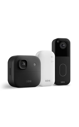 Caméra extérieure 2K+ Blink (nouvelle génération) + Sonnette vidéo supplémentaire — Caméra de surveillance connectée sans fil, résolution vidéo 2K, module de synchronisation de base inclus — système de 1 caméra, noir