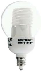 Dimmable - 5 Watt - 30 W Equal - Warm White 2850K - CCFL Light Bulb - G16 Globe - 25000 Life Hours - Micro Brite by Litetronics MB-538DP