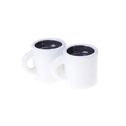 ZAMTAC 2 PCS Home Tableware Decors Miniature Dollhouse Coffee Cup Kitchen Room Food Drink - (Color: White)