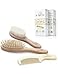 Babyality Baby Hair Brush & Comb Set: 3-Pack Wooden Infant Goat Bristles Brush + Detangling Comb + Wooden Massaging Baby Brush To Keep Your Baby ́s Hair Silky & Prevent Cradle Cap|Top Baby Shower Gift primary