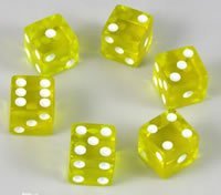 Yellow Transparent Dice D6 16mm Set of 6