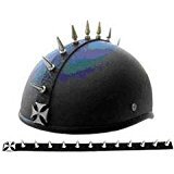 Maltese Cross Design Chrome Metal Helmet Mohawk Spike Strip Works On Any Helmet