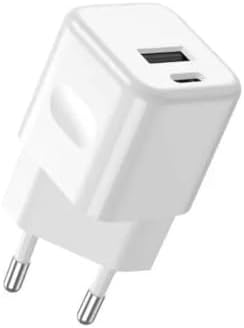 Cargador Rápido 20W USB-C para iPhone Samsung - Mini Cargador Ultra Rápido para Smartphone - Doble Puerto USB Type C y USB A para iPhone 11/12 / 13/14 / Pro/MAX y S21 / S22