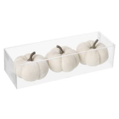 Heaven Sends Set of 3 White Velvet Pumpkins