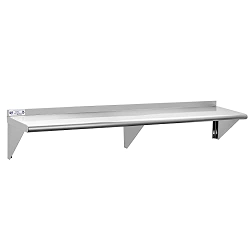 Hally Stainless Steel Shelf 12 x 72 Inches 345 lb, NSF Commercial Wall