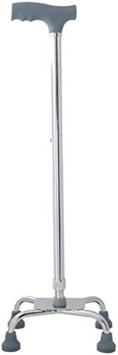 SQUATTY™ Four/4 lag Walking Stick,Quad Cane, CO-Z Adjustable Walking Canes Plastic Handle & Iron Base Stable Walking Sticks with Large Base Rubber Tips for Men & Women, 10-Level Height Adjustable(Chrome)