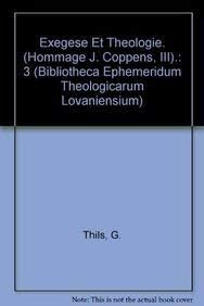 Exegese Et Theologie Hommage J Coppens Iii Bibliotheca Ephemeridum Theologicarum Lovaniensium Brown Re Thils G Amazon Com Books