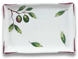 Hand Painted Rectangular Tray with Olives from Italy