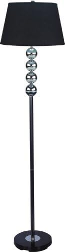 SH Lighting Modern Chrome 4-Ball Orb Style Floor Lamp with Flat Black Base -Fits in Living Rooms Bedroom Office Space, 62" Tall - Black