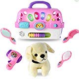 WolVol Pet Vet Kit - Colorful Pet Grooming Playset Toy with Lights & Audio - Imaginative Pretend Play for Kids - for Buys & Girls