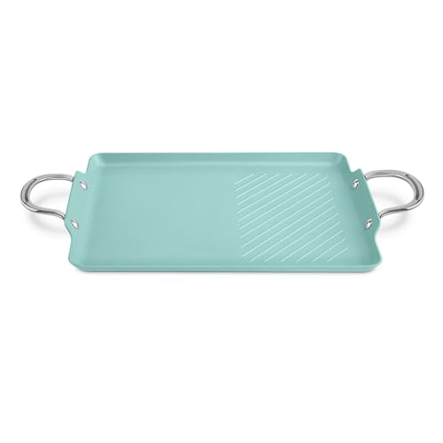 JadeCook Comal Sarten Antiadherente Parrilla Rectangular Xl de 36cm con 6 Capas de Recubrimiento Mango de Acero Inoxidable
