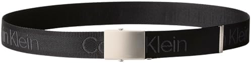 Placa de fitas do cinto do cinto masculino 3,8 cm com fivela e placa, preto (preto/estanho), 115 cm