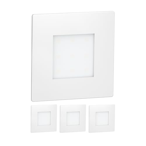 ledscom.de 4 LED Staircase Light/recessed Wall Light FEX for Indoors and Outdoors, Angular, White, 85 x 85mm, red
