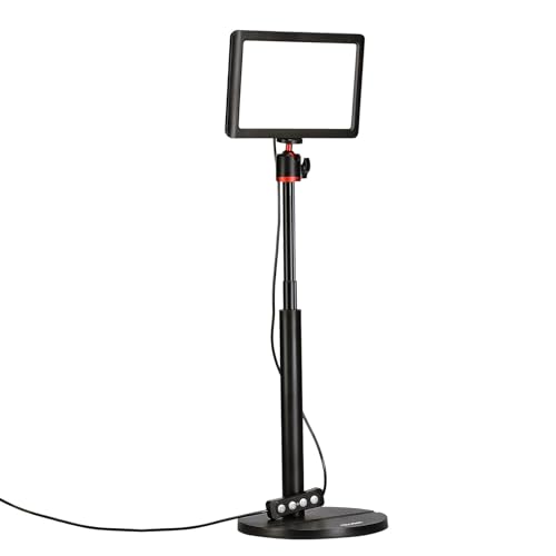 Rollei Lumis Key Light Scrivania, Faretto Streaming CRI 95+ Lampada per Video PC con Treppiede 28~78cm, Pannello Illuminatore LED Fotografia per Videomaker Podcast Youtuber Videoconferenza Webcam