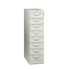 ** 8-Drawer File Cabinet For 3 x 5 & 4 x 6 Card, 15w x 52h, Light Gray **