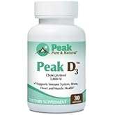 Peak Pure & Natural Peak D3 - Calciferol Vitamin D3 5,000 IU - Immune Support - Support Heart Health - Boost Energy - Daily Vitamin for Adults | 30 Capsules