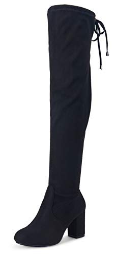 Photo 1 of Vepose Women's Over the Knee High Boots Black Suede Thigh High Boot Vegan 3 Inch Chunky Heels Zipper Adjustable Opening 991 Shoes Size 6 (CJY991 black suede 06)