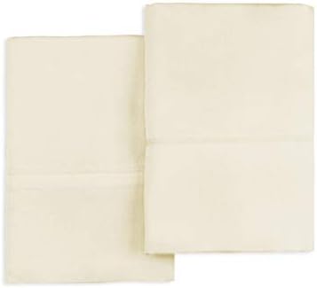 Premium 1000 Thread Count Pillowcases Standard Ivory, 100% Long Staple Cotton Pillow Cases, Luxurious Sateen Weave Set of 2 Pillow Covers (Ivory Standard Size 100% Cotton Pillow Cases)