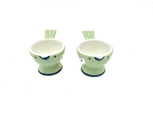WD- 2 Pcs Cute couple Bird Figurine - Ceramic serve egg cups for soft or hard boiled eggs (Egg holder) - for Breakfast Brunch,kitchenware, home decoration or even a gift-green color