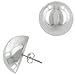 EX-LARGE 16mm .925 Italian Sterling Silver HALF BALL MOON Stud Earrings (Push-Back Post)