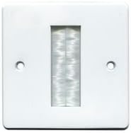 PRO SIGNAL PSG03774 White 1 Gang Vertical Brush Plate Cable Tidy Wall Mount