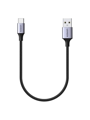 UGREEN Type C Cable 0.25M USB C Cable Nylon Braided Fast Charging USB Cord Charger Wire for Samsung Galaxy S24, M13, Pixel 8, Redmi Note, iPad Pro 2022, MacBook Pro, Nintendo Switch, Huawei, PS5, etc