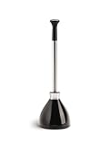 simplehuman Toilet Plunger with Holder, Stainless Steel, Black