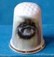 Porcelain China Collectable Thimble -- Pekingese Dog