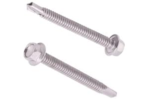 AOESIN #14 x 3" Hex Washer Head Self Drilling Screws, 410 Stainless Steel, Hexagon Head Self Drilling Screws with Flange Washer Collar, 20 PCS