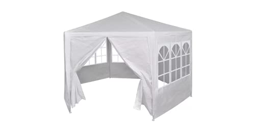Festzelt mit 6 Seitenwänden Gartenbauten Pavillons und Partyzelte stabil Weiß 2x2 m
