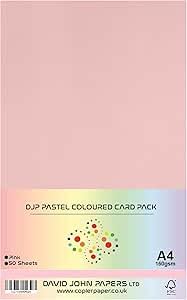DJP Pastel A4 160gsm Coloured Craft Card (50 Sheets) (Pink)