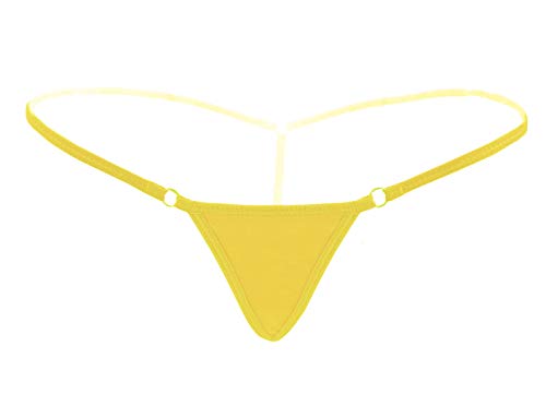 Deargirl T Back G-String Thong for Women Cotton/lace Thong Panty (One Size(FITS Most XS to M), Yellow Cotton)