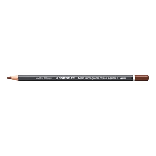 STAEDTLER Watercolour Pencil - Burnt Sienna - Mars Lumograph Colour Aquarell - Pack of 6, 104-729