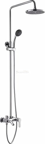 Kitchen faucet Bathroom faucet Bathroom Luxury Wall Mounted Bathtub and Square Rain Shower Faucet Set Mixing Chrome Tap 17059 [5 years warranty],White