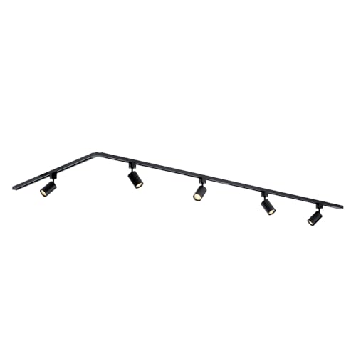 Qub Focus Iii 1-Phasen Led Schienensystem - 300Cm - 5X Gu10 Spots - 3X 1M Schienen - L-Form - Deckenstrahler Schwarz - Erweiterbar &Amp; Flexibel - Led-Kompatibel - Modernes Design Spot Lampe
