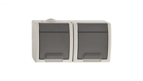 Aquant GNT AQUANT 1242-10 5901130487875 Air Flow Socket 2-Way Z/U 16A IP55 Grey Electro-plast Enamel