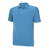 Adidas Golf Men's Puremotion Tour Climacool Graphic Print Polo, Solar Blue/White/Tech Grey Metallic, X-Large